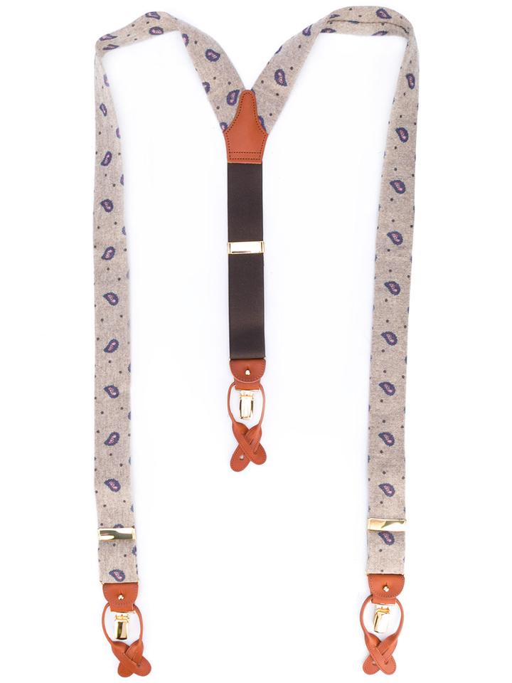 Albert Thurston - Paisley Print Braces - Men - Wool - One Size, Brown, Wool
