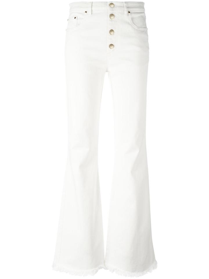 Sonia Rykiel Frayed Ends Bootcut Jeans, Women's, Size: 36, White, Cotton/spandex/elastane/polyester