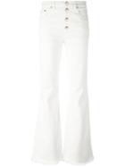 Sonia Rykiel Frayed Ends Bootcut Jeans, Women's, Size: 36, White, Cotton/spandex/elastane/polyester