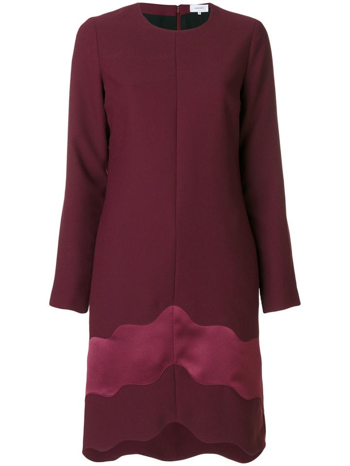 Carven - Turtleneck Asymmetric Dress - Women - Silk/polyester/acetate - 36, Red, Silk/polyester/acetate