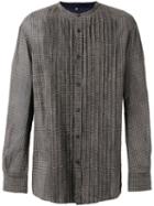 Ziggy Chen Plaid Pintucked Shirt, Men's, Size: Large, Grey, Cotton