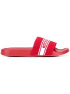 Michael Michael Kors Knitted Logo Stripe Slides - Red