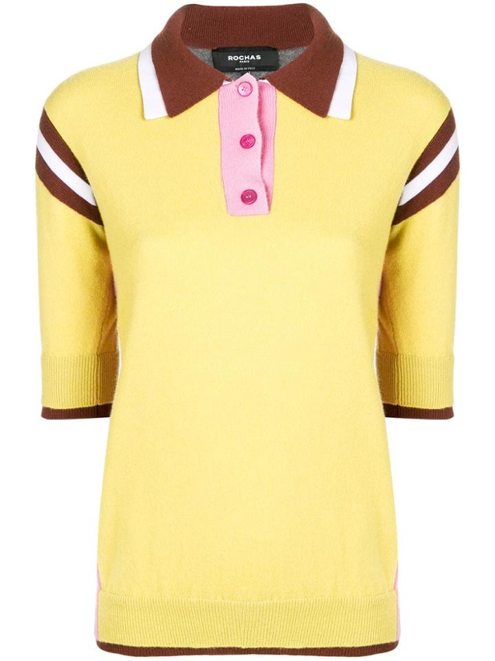 Rochas Knitted Polo Shirt - Yellow & Orange