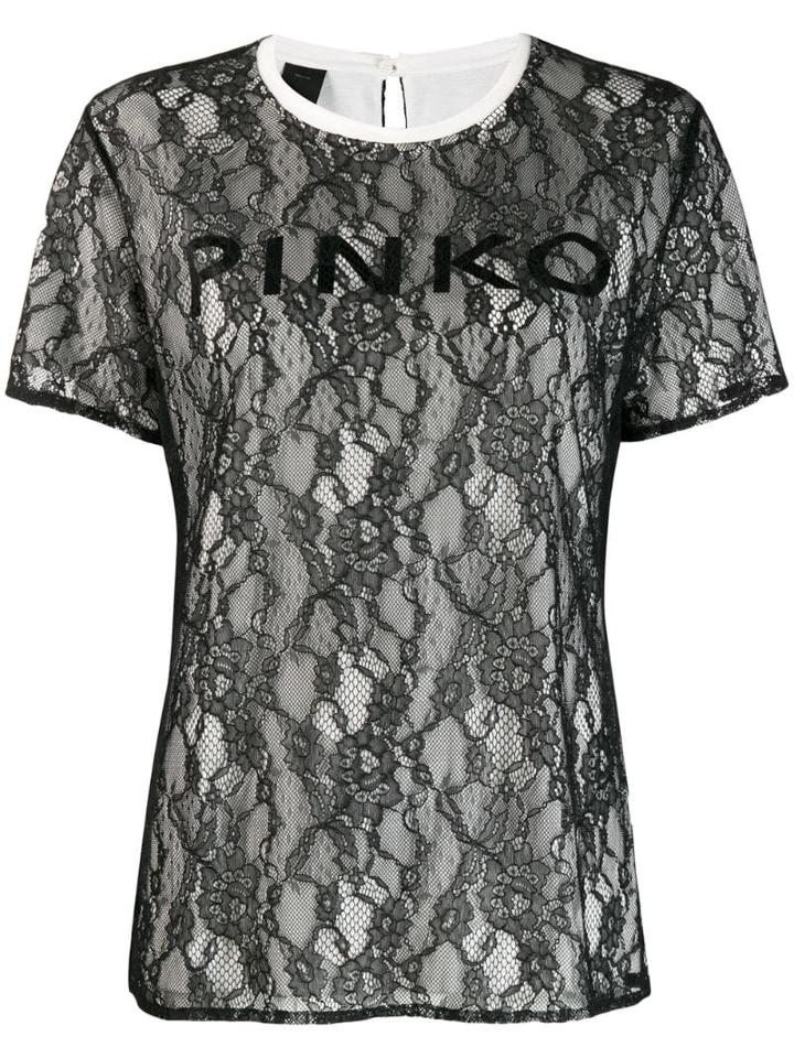 Pinko Floral Lace T-shirt - Black