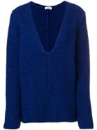 Closed Ribbed Knit Oversized Sweater - Blue