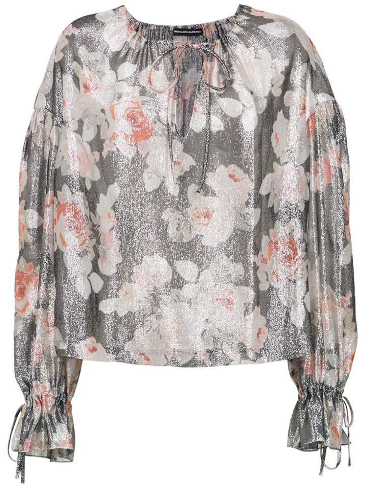 Reinaldo Lourenço Floral Lurex Top - Grey