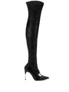Alexander Mcqueen Layered Effect Thigh High Boots - Black