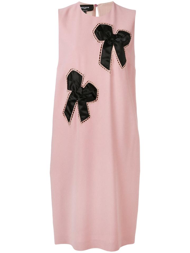 Rochas Appliqué Bow Swing Dress - Pink & Purple