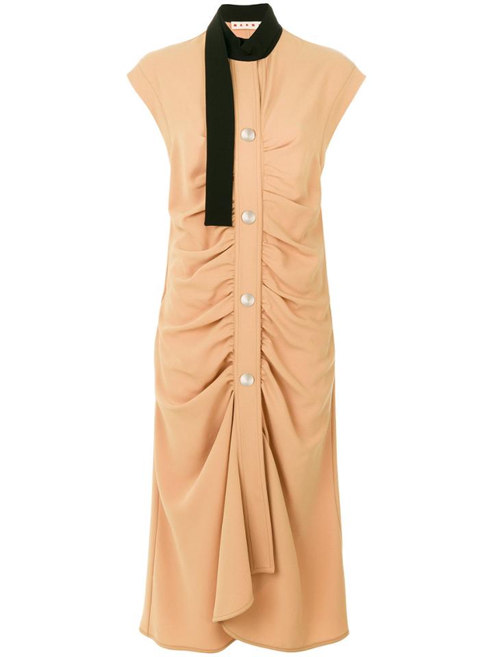 Marni Ruched Scarf Detail Dress - Nude & Neutrals