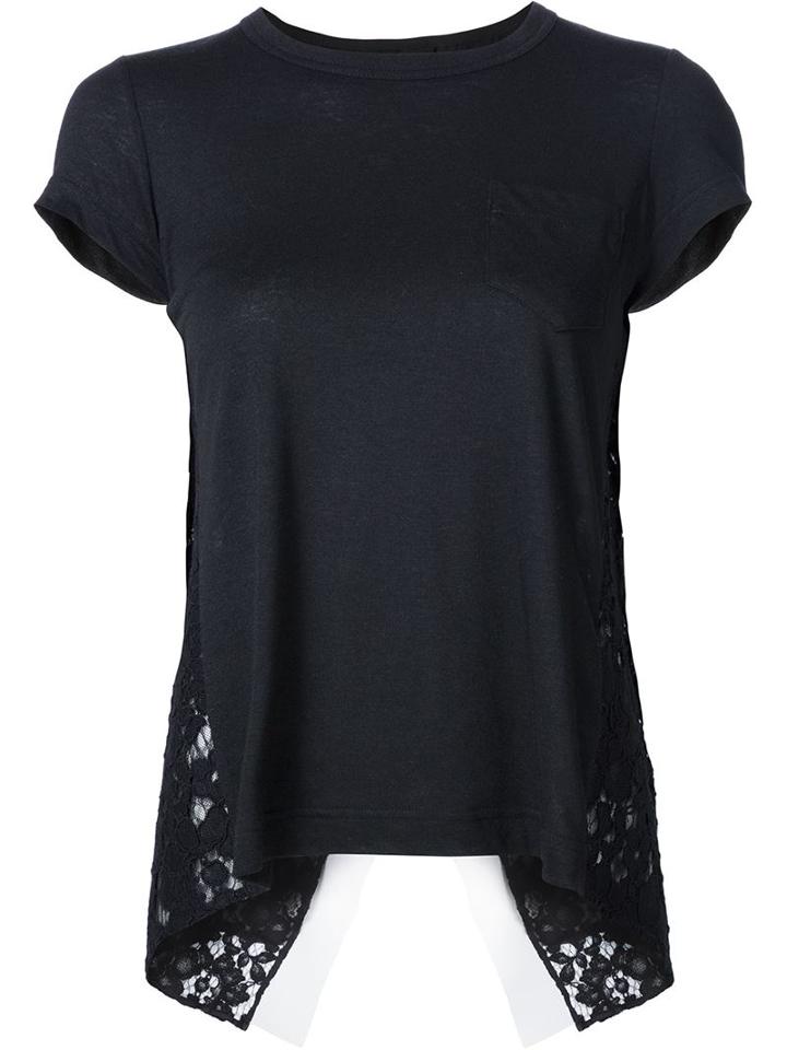 Sacai Crossed Lace Panel T-shirt