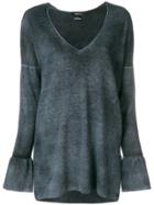 Avant Toi Plunge Neck Knitted Top - Blue