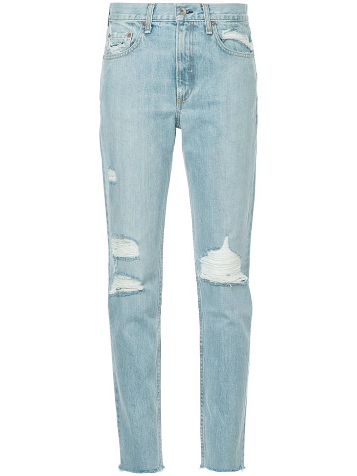 Rag & Bone Ripped Skinny Jeans - Blue