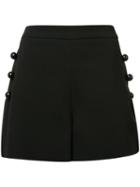 Carolina Herrera Double-buttoned Shorts, Women's, Size: 6, Black, Silk/cotton/virgin Wool