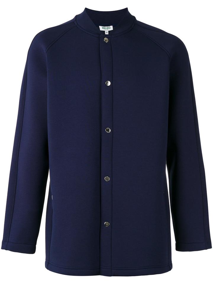 Kenzo Elongated Teddy Bomber Jacket, Men's, Size: Medium, Blue, Viscose/spandex/elastane