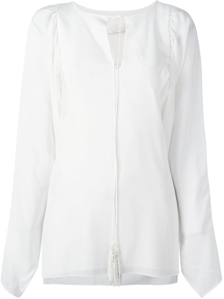 Chloé Split Neck Blouse - White