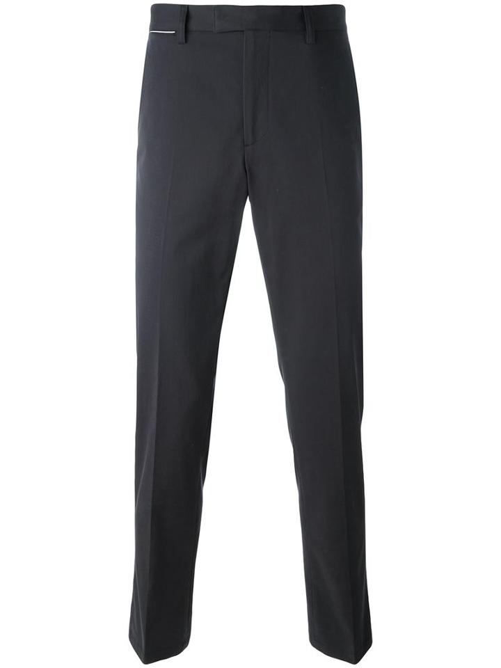Salvatore Ferragamo Raised Seam Trousers, Men's, Size: 46, Blue, Cotton/spandex/elastane