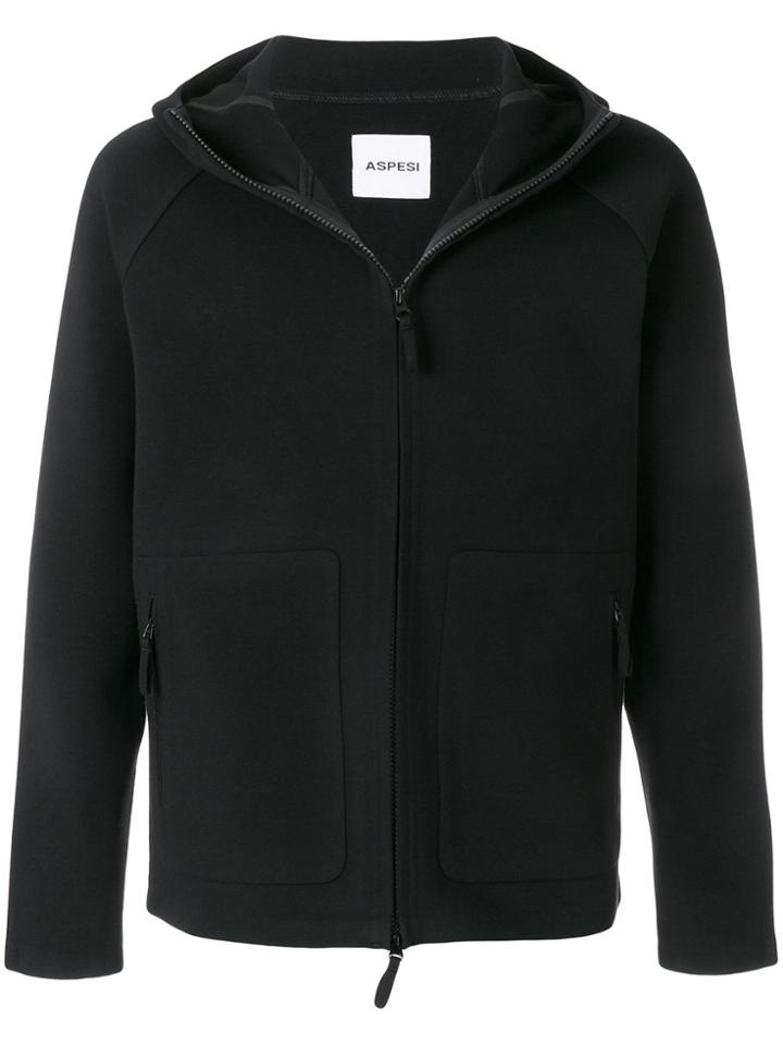 Aspesi Hooded Zip Front Jacket - Black