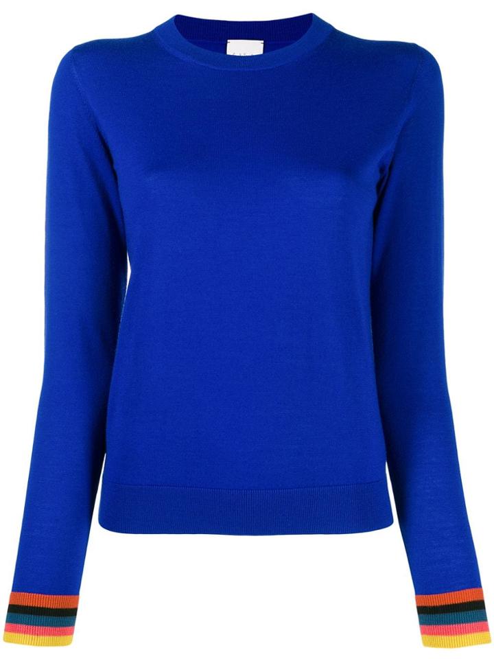 Paul Smith Multicoloured Cuff Jumper - Blue