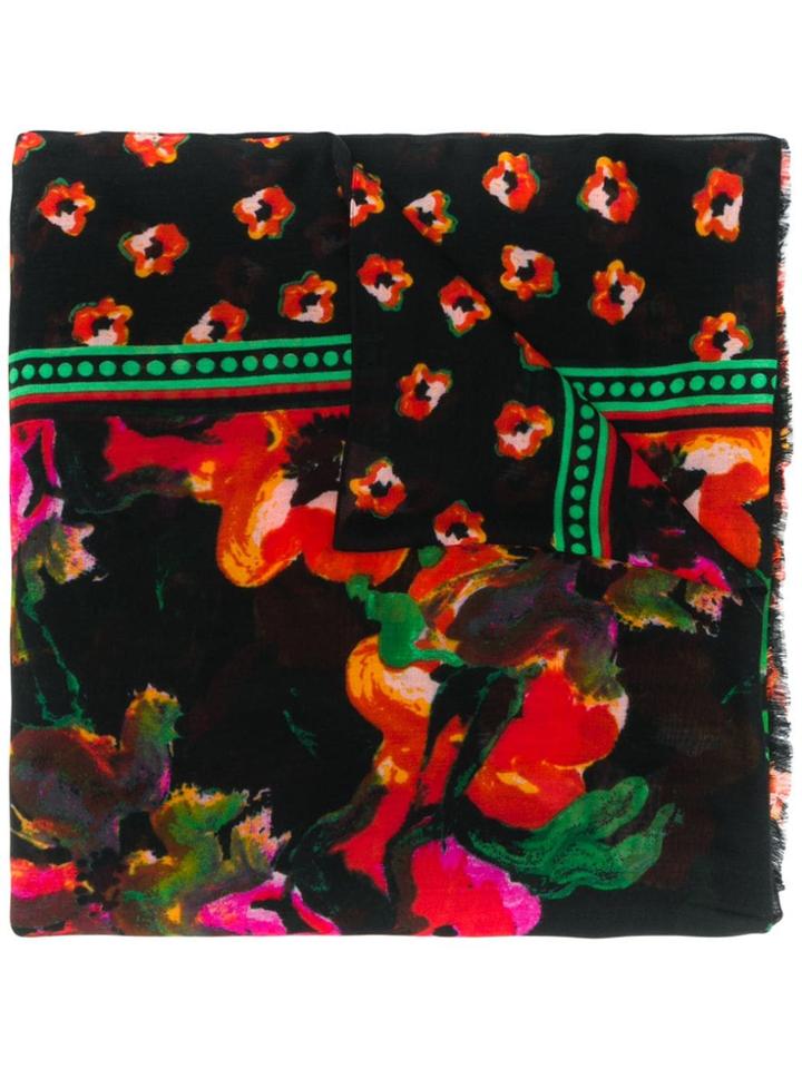 Diane Von Furstenberg Floral Watercolour Scarf - Black