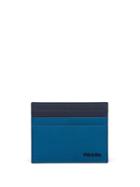 Prada Two-tone Saffiano Card Holder - Blue