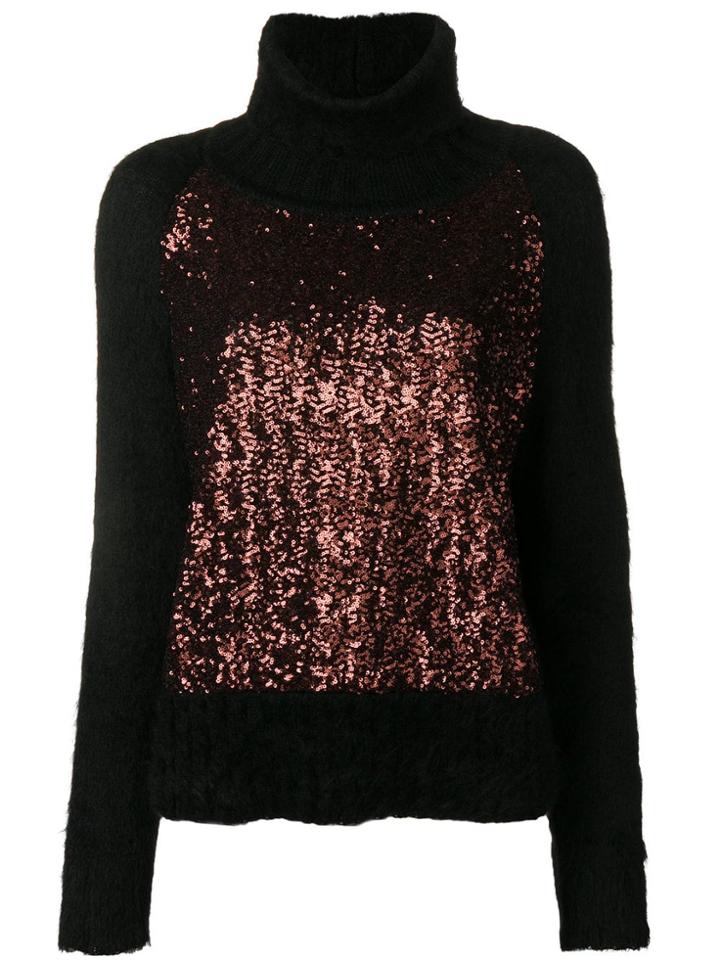Gianluca Capannolo Sequin Embellished Turtleneck Jumper - Black