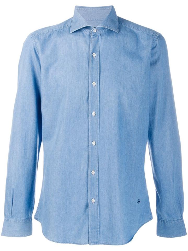 Fay Plain Denim Shirt - Blue