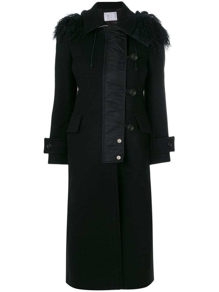 Sacai Front Fastening Coat - Black