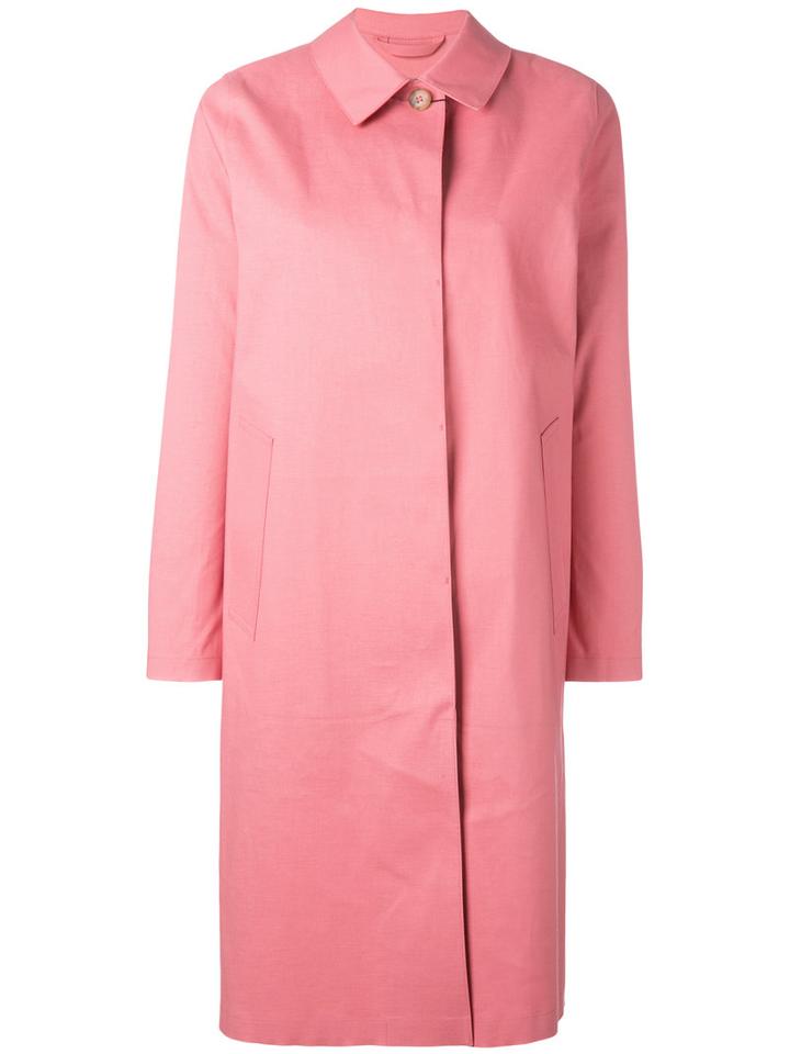 Mackintosh Plain Trench Coat, Women's, Size: 36, Pink/purple, Cotton