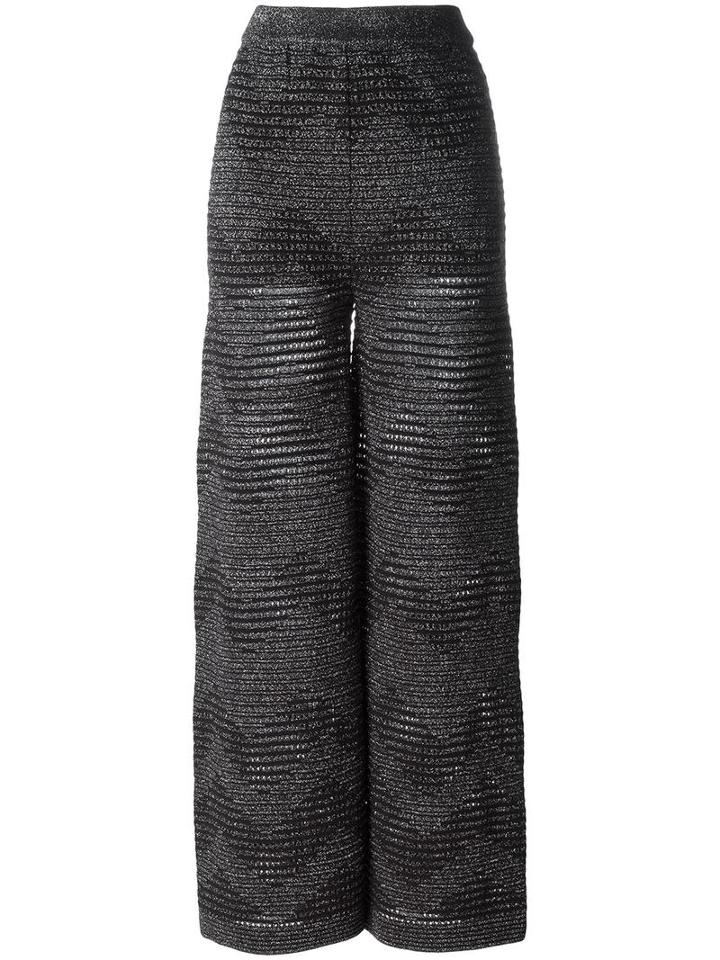 M Missoni Elasticated Waistband Straight Trousers, Women's, Size: 42, Black, Polyester/polyamide/metallic Fibre