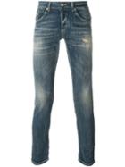 Dondup Distressed Skinny Jeans, Men's, Size: 34, Blue, Cotton/polyester/spandex/elastane