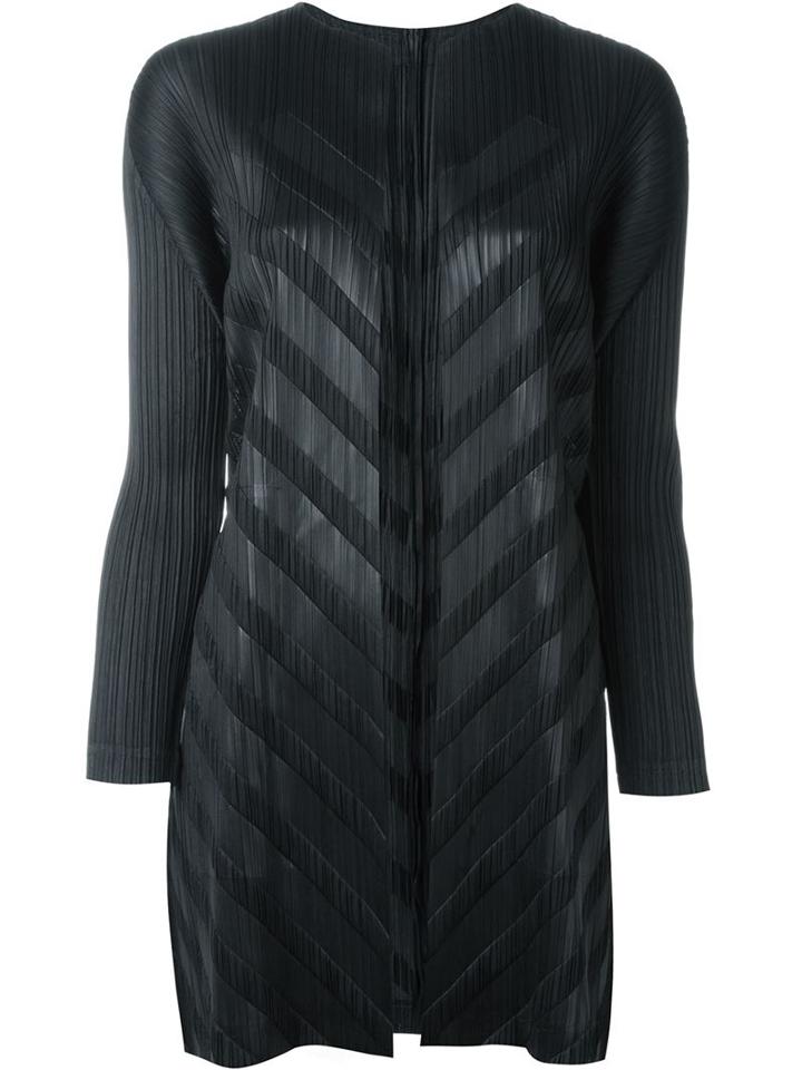 Pleats Please By Issey Miyake Chevron Effect Pleated Cardigan