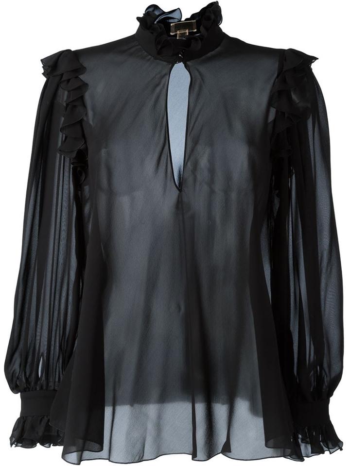Giambattista Valli Sheer Blouse, Women's, Size: 44, Black, Silk