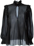Giambattista Valli Sheer Blouse, Women's, Size: 44, Black, Silk
