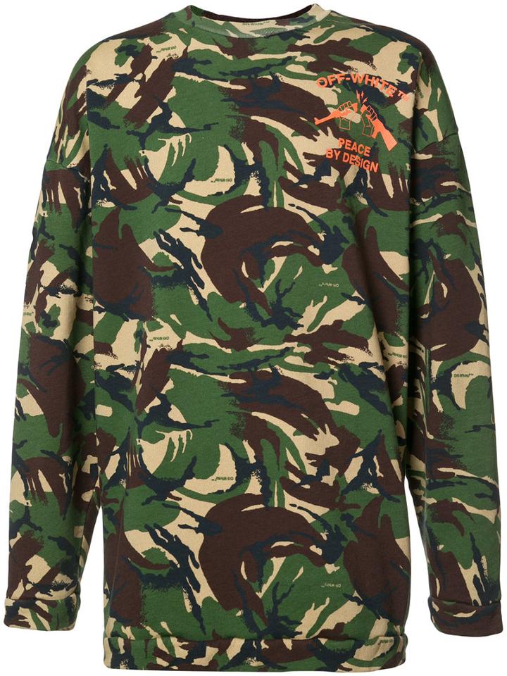 Off-white Camouflage Logo Sweatshirt, Men's, Size: Xl, Green, Cotton