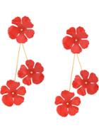 Jennifer Behr Floral Design Long Earrings - Red