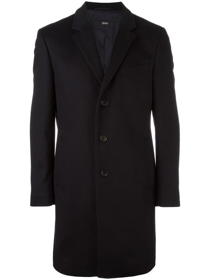Boss Hugo Boss Single Breasted Coat, Men's, Size: 50, Blue, Acetate/viscose/cashmere/virgin Wool
