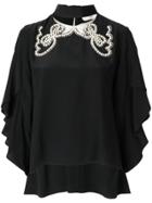 Fendi Pearl-embellished Blouse - Black