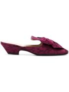 Les Chaussons De La Belle Brocade Bow Front Mules - Pink