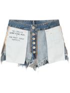 Unravel Project Reverse Denim Cotton Shorts - Blue