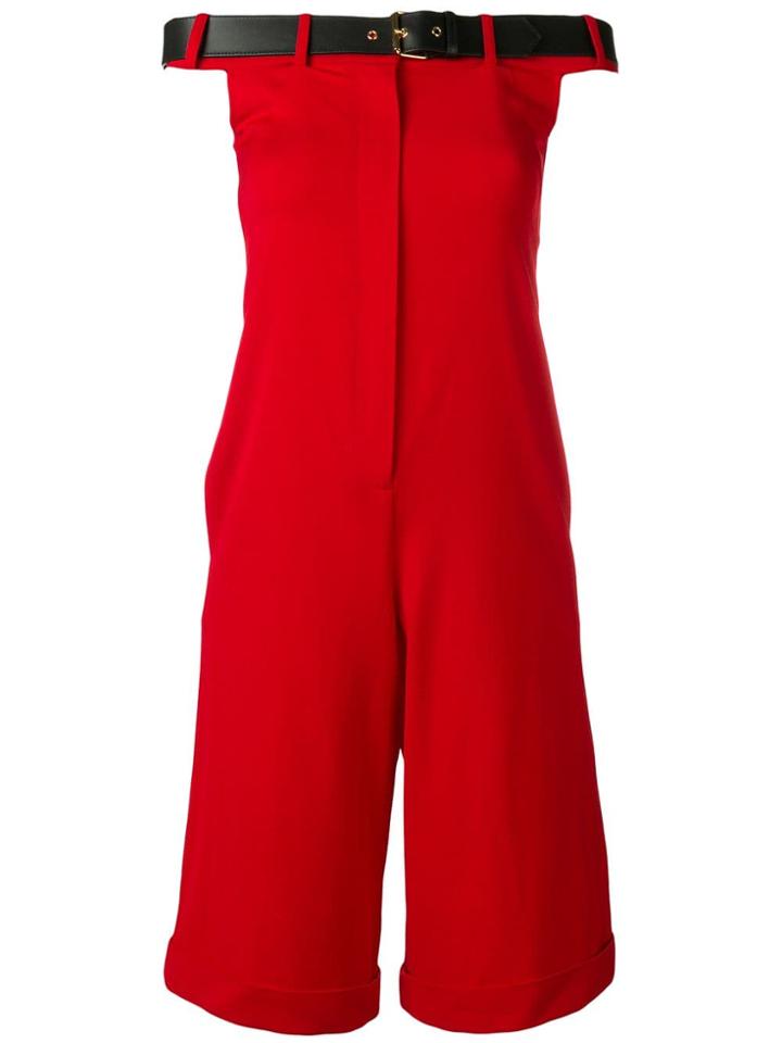 Moschino Belt Bardot Jumpsuit - Red