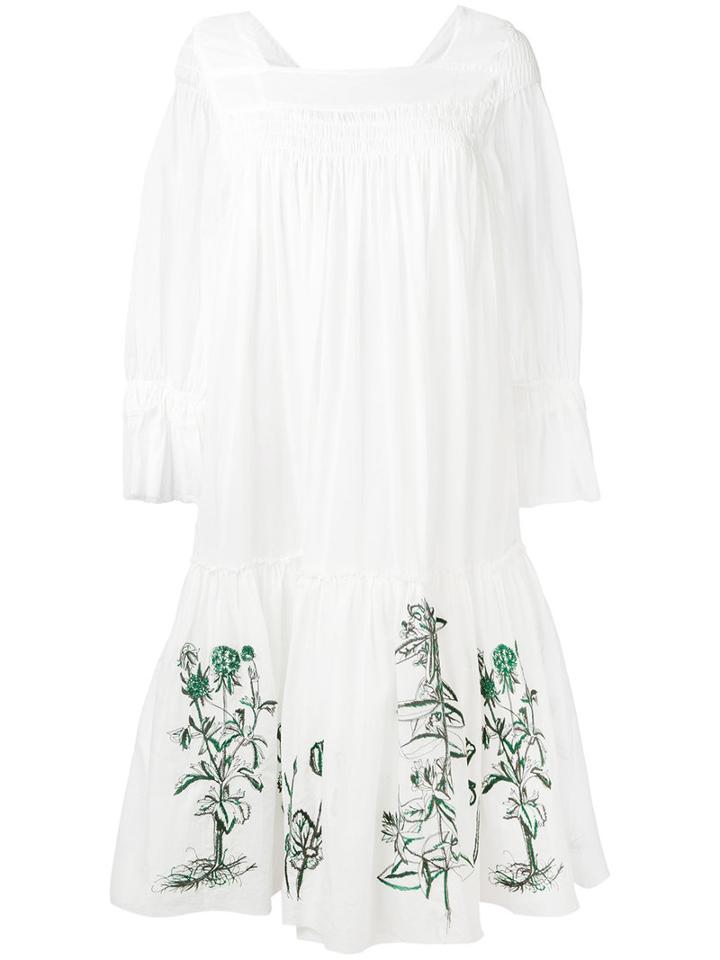 Erika Cavallini - Floral Detail Dress - Women - Cotton - S, White, Cotton