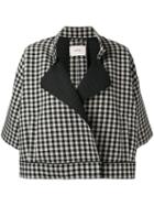 Dorothee Schumacher - Three-quarters Sleeve Checked Jacket - Women - Polyamide/polyester/wool - 3, Black, Polyamide/polyester/wool
