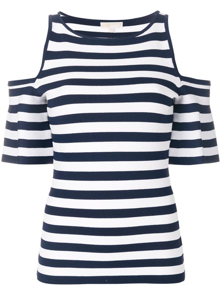 Michael Michael Kors Striped Cold Shoulder T-shirt - Blue