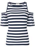 Michael Michael Kors Striped Cold Shoulder T-shirt - Blue