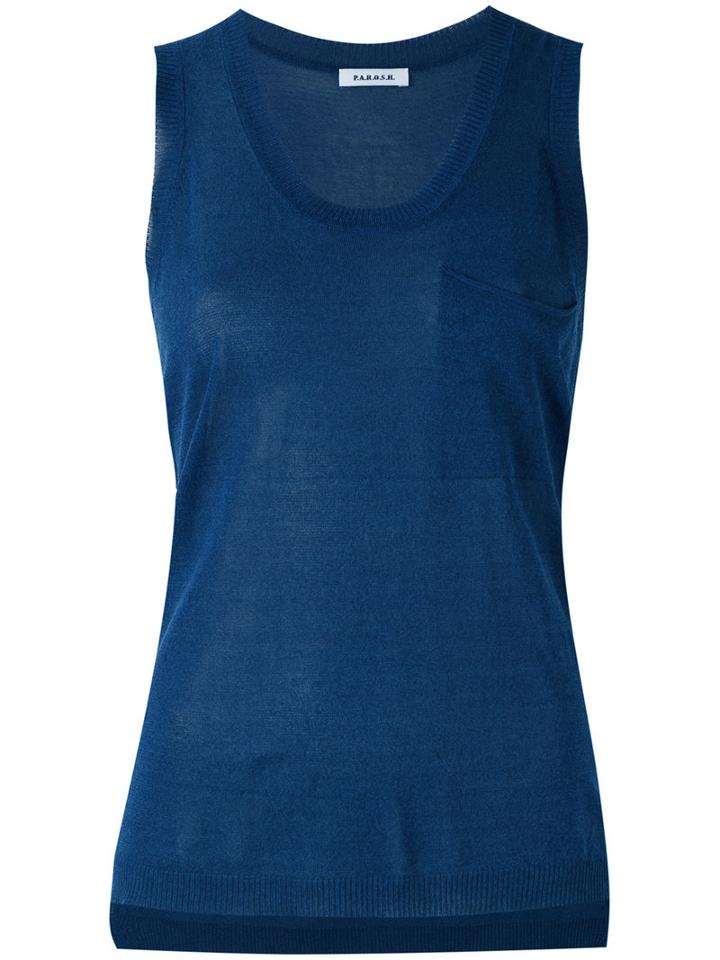 P.a.r.o.s.h. - Knitted Tank Top - Women - Cotton/viscose - M, Blue, Cotton/viscose