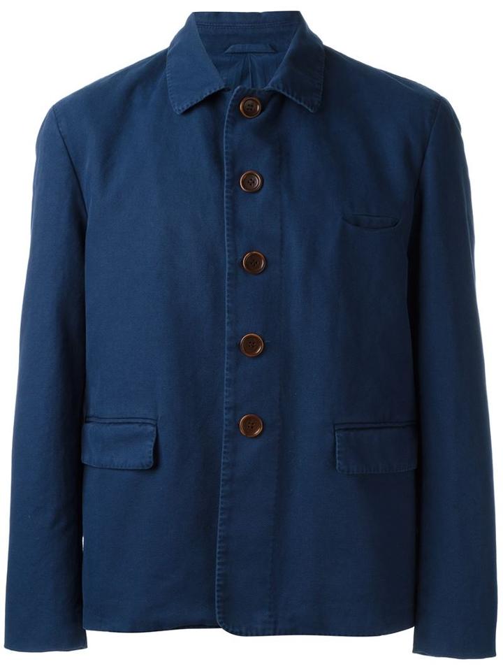 Al Duca D'aosta 1902 Classic Collar Jacket, Men's, Size: 56, Blue, Acetate/cotton
