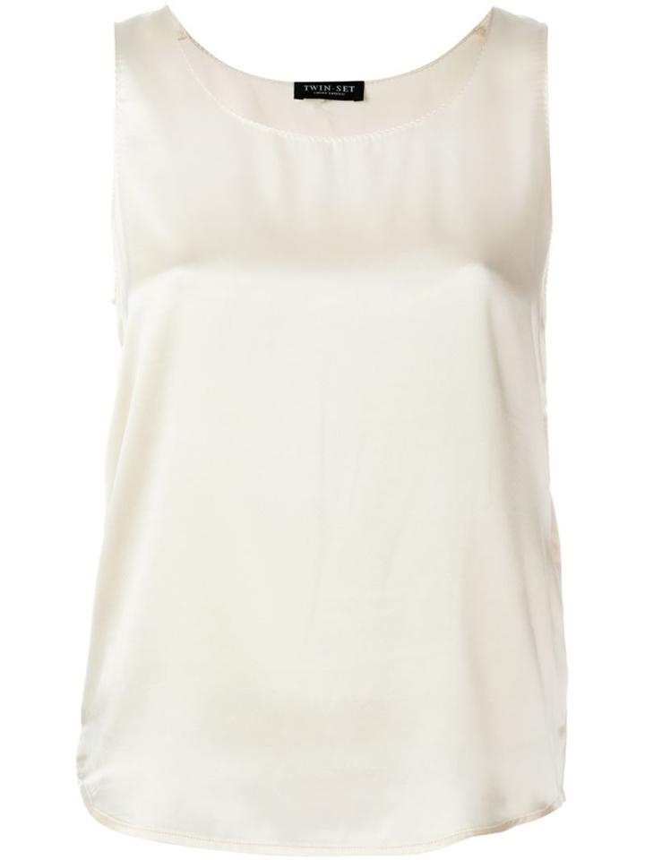 Twin-set Sleeveless Plain Top, Women's, Size: Xl, Nude/neutrals, Silk/spandex/elastane/cotton