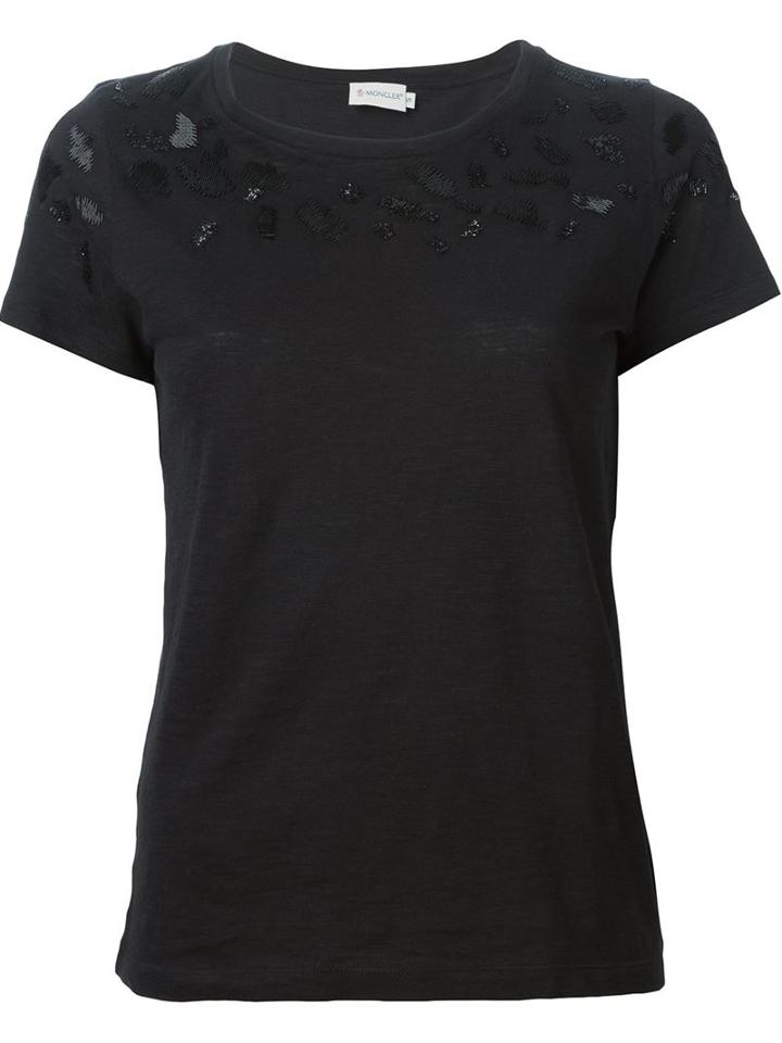 Moncler Beaded T-shirt, Women's, Size: Medium, Black, Cotton