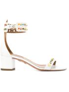 Aquazzura Byzantine Sandals, Women's, Size: 39, White, Calf Leather/metal Other