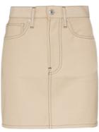 Helmut Lang High-waisted Contrast Stitch Mini Skirt - Neutrals
